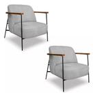 Kit 2 Poltronas Decorativa Eros Linho Bouclê com Base de Ferro Preto - SSX Multicoisas