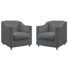 Kit 2 Poltronas Decorativa Estofada Ayla Sued Cinza Aradecor