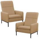 Kit 2 Poltronas Decorativa Fixa Retrátil Reclinável Lutor L06 Couro Marrom Claro - Lyam Decor