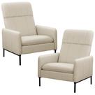 Kit 2 Poltronas Decorativa Fixa Retrátil Reclinável Lutor L06 Couro Off White - Lyam Decor