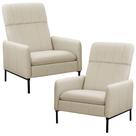 Kit 2 Poltronas Decorativa Fixa Retrátil Reclinável Lutor L06 Couro Off White - Lyam Decor