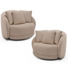 Kit 2 Poltronas Decorativa Giratória para Sala Kaly M22 Linho Cru - Mpozenato