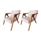 Kit 2 Poltronas Decorativa Ísis Base em Madeira Maciça em Veludo Rose