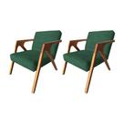Kit 2 Poltronas Decorativa Ísis Base em Madeira Maciça em Veludo Verde