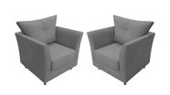 Kit 2 Poltronas Decorativa Isis Suede Cinza Pés Madeira Mz Decor