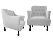 Kit 2 Poltronas Decorativa Julia Couro Branco Pés Madeira Mz Decor