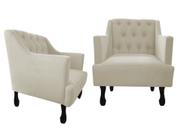 Kit 2 Poltronas Decorativa Julia Suede Bege Pés Madeira Mz Decor