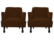 Kit 2 Poltronas Decorativa Julia Suede Marrom Pés Madeira Ms Decor