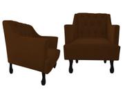 Kit 2 Poltronas Decorativa Julia Suede Marrom Pés Madeira Mz Decor Kit 2 Poltronas Decorativa Julia Suede Marrom Pés Madeira Mz Decor