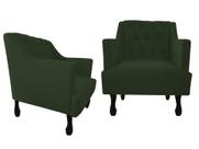 Kit 2 Poltronas Decorativa Julia Suede Verde Pés Madeira Mz Decor