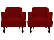 Kit 2 Poltronas Decorativa Julia Suede Vermelho Pés Madeira Ms Decor