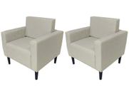 Kit 2 Poltronas Decorativa Leticia Slim Suede Bege Pés Madeira Ms Decor