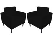 Kit 2 Poltronas Decorativa Leticia Slim Suede Preto Pés Madeira Mz Decor