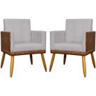 Kit 2 Poltronas Decorativa Lis Para Sala Quarto Recepção Escritório Consultório Linho e Material Sintético Assento Confortável Pé Palito Castanho Kit 2 Poltronas Decorativa Lis Para Sala Quarto Recepção Escritório Consultório Linho e Material Sintético Assento Confortável Pé Palito Castanho