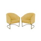 kit 2 Poltronas Decorativa Luana Base Ferro Dourada Suede - Twdecora