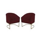 kit 2 Poltronas Decorativa Luana Base Ferro Dourada Suede - Twdecora