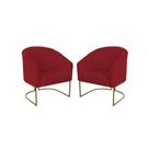 kit 2 Poltronas Decorativa Luana Base Ferro Dourada Suede - Twdecora
