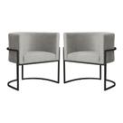 Kit 2 Poltronas Decorativa Luana Linho Bege Base Preta Mz Decor