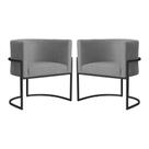 Kit 2 Poltronas Decorativa Luana Suede Cinza Base Preta Mz Decor