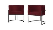 Kit 2 Poltronas Decorativa Luana Suede Marsala Base Preta Ms Decor