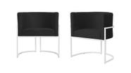 Kit 2 Poltronas Decorativa Luana Suede Preto Base Branca Ms Decor