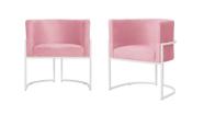 Kit 2 Poltronas Decorativa Luana Suede Rosa Base Branca Ms Decor