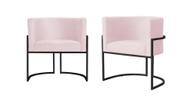 Kit 2 Poltronas Decorativa Luana Suede Rosa Bebê Base Preta Ms Decor