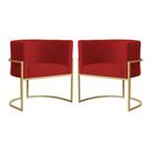 Kit 2 Poltronas Decorativa Luana Suede Vermelho Base Dourada Ms Decor