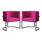 Kit 2 Poltronas Decorativa Luana Veludo Rosa Pink Base Preta Mz Decor