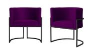 Kit 2 Poltronas Decorativa Luana Veludo Roxo Base Preta Ms Decor