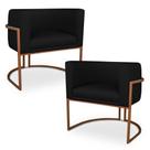 Kit 2 Poltronas Decorativa Luna para Sala Veludo Base em aço Bronze