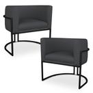 Kit 2 Poltronas Decorativa Luna para Sala Veludo Base em aço Preto