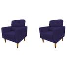 Kit 2 Poltronas Decorativa Luna Sala de Estar Veludo Azul Marinho Kimi Design