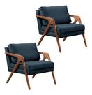 Kit 2 Poltronas Decorativa Mona Madeira Maciça-Veludo Azul