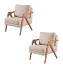 Kit 2 Poltronas Decorativa Mona Suede Bege - Kimi Décor
