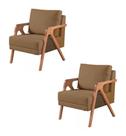 Kit 2 Poltronas Decorativa Mona Suede Capuccino - Kimi Décor