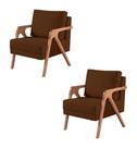 Kit 2 Poltronas Decorativa Mona Veludo Marrom - Kimi Décor Kit 2 Poltronas Decorativa Mona Veludo Marrom - Kimi Décor