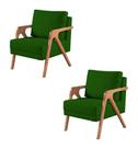 Kit 2 Poltronas Decorativa Mona Veludo Verde - Kimi Décor