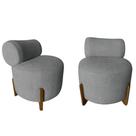 Kit 2 Poltronas Decorativa Mônaco Linho Cinza
