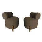 Kit 2 Poltronas Decorativa Mônaco Linho Marrom