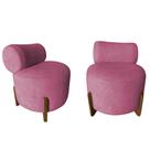 Kit 2 Poltronas Decorativa Mônaco Suede Rosa Kit 2 Poltronas Decorativa Mônaco Suede Rosa