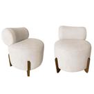 Kit 2 Poltronas Decorativa Mônaco Veludo Marfim