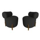Kit 2 Poltronas Decorativa Mônaco Veludo Preto