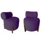 Kit 2 Poltronas Decorativa Mônaco Veludo Roxo