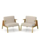 Kit 2 Poltronas Decorativa Newark Dourado/cinamomo/suede Bege - M.a