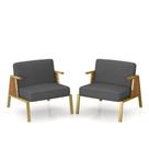 Kit 2 Poltronas Decorativa Newark Dourado/cinamomo/suede Cinza - M.a Kit 2 Poltronas Decorativa Newark Dourado/cinamomo/suede Cinza - M.a