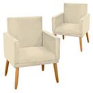 Kit 2 Poltronas Decorativa Nina Suede Bege com Rodapé-Maitê Moda Casa Kit 2 Poltronas Decorativa Nina Suede Bege com Rodapé-Maitê Moda Casa