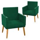 Kit 2 Poltronas Decorativa Nina Suede Verde Militar com Rodapé-Maitê Moda Casa