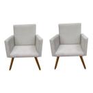 Kit 2 Poltronas Decorativa Nina Tecido Suede Cinza Pés Palito Madeira - Maitê Moda Casa Kit 2 Poltronas Decorativa Nina Tecido Suede Cinza Pés Palito Madeira - Maitê Moda Casa