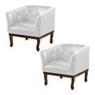 Kit 2 Poltronas Decorativa Noah Couro Branco - Gran Belo Kit 2 Poltronas Decorativa Noah Couro Branco - Gran Belo